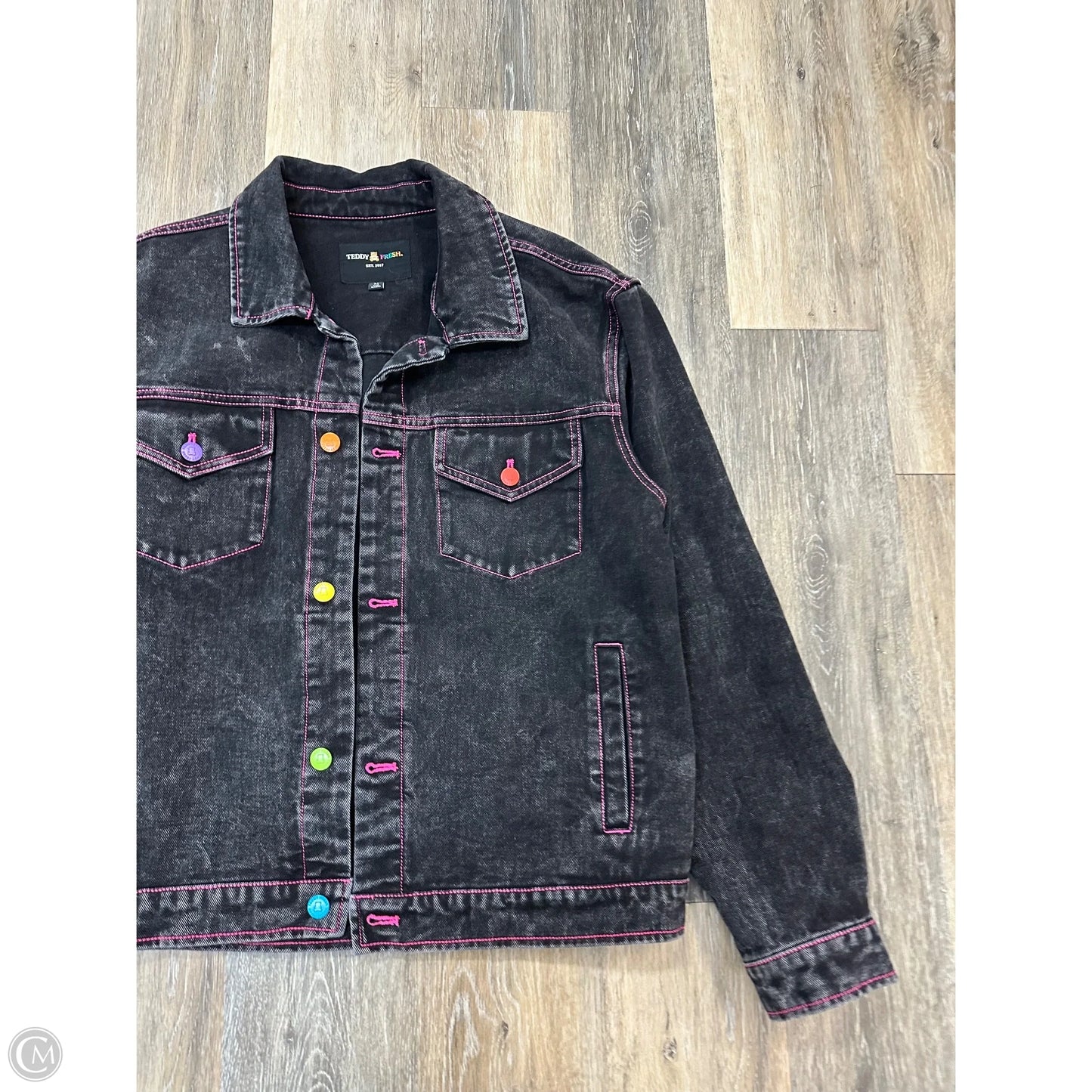 Jacket Denim By Teddy Fresh In Black Denim, Size: M