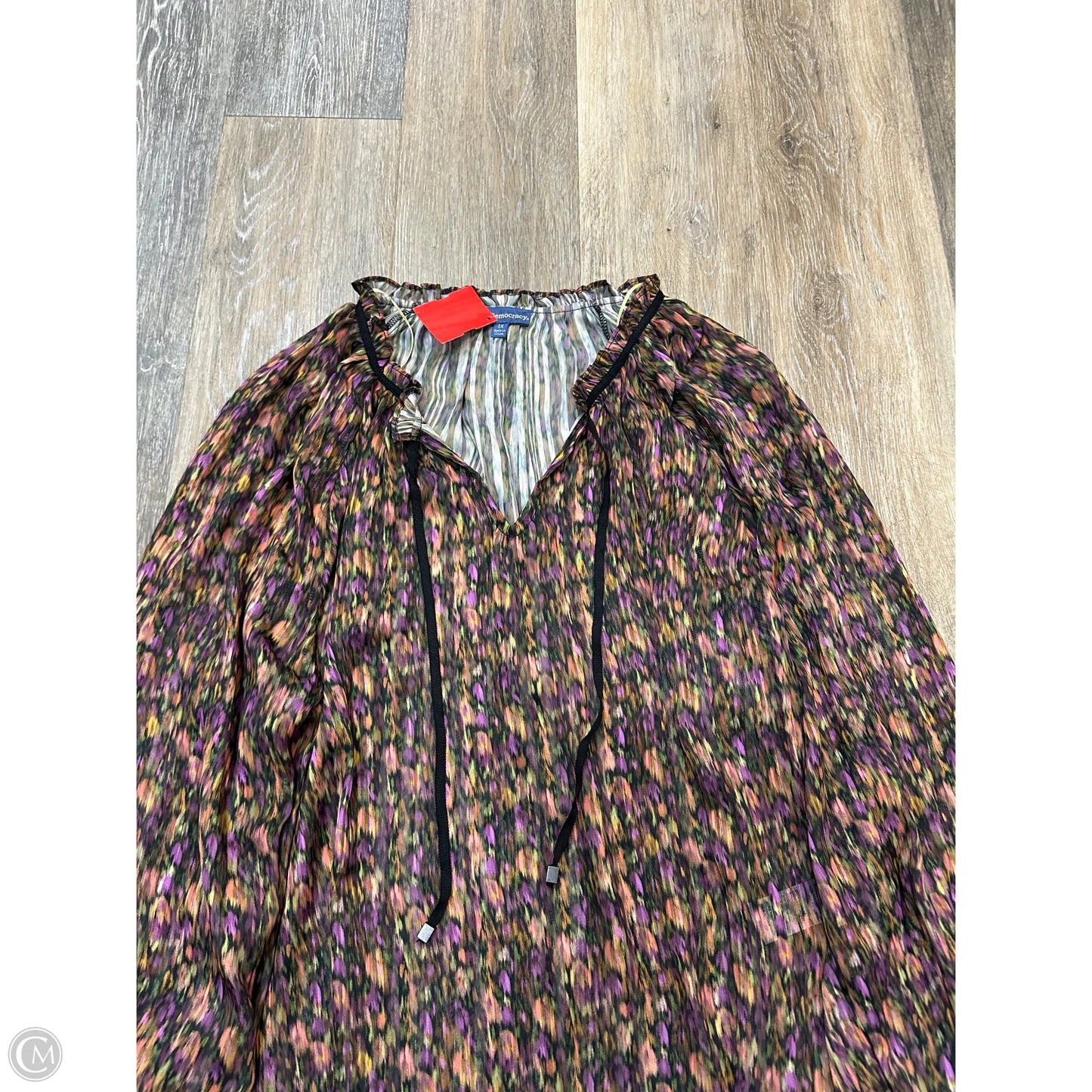 Blouse Long Sleeve By Democracy In Multi-colored, Size: 1x