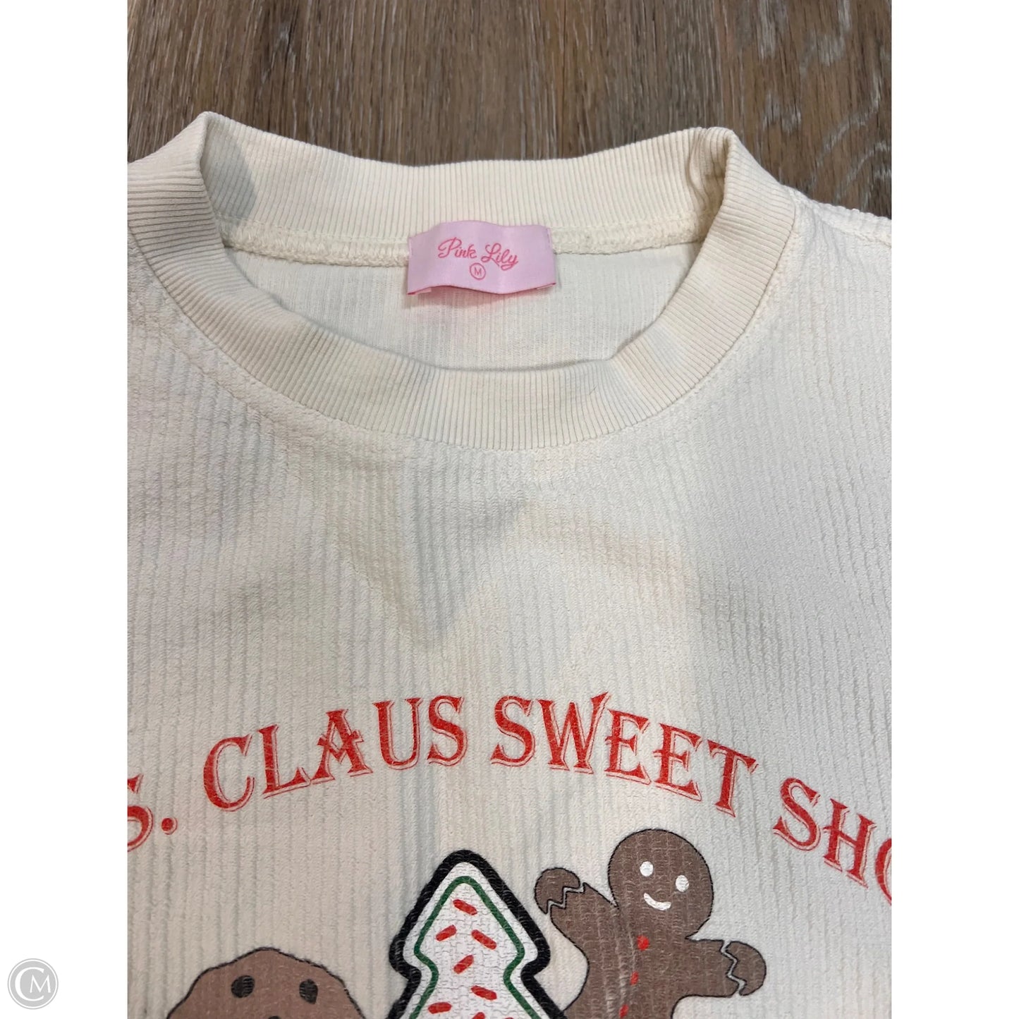 Sweatshirt Crewneck By Pink Lily In White, Size: M