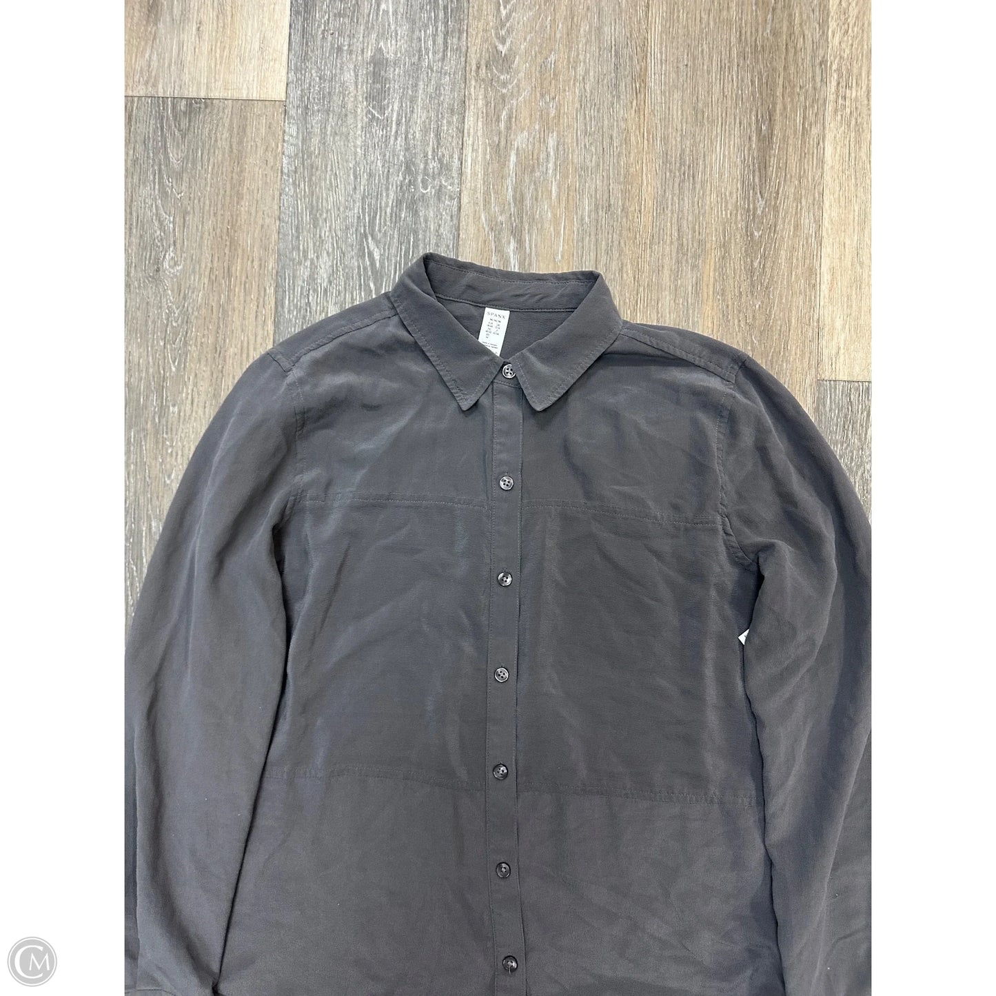 Blouse Long Sleeve By Spanx In Grey, Size: M