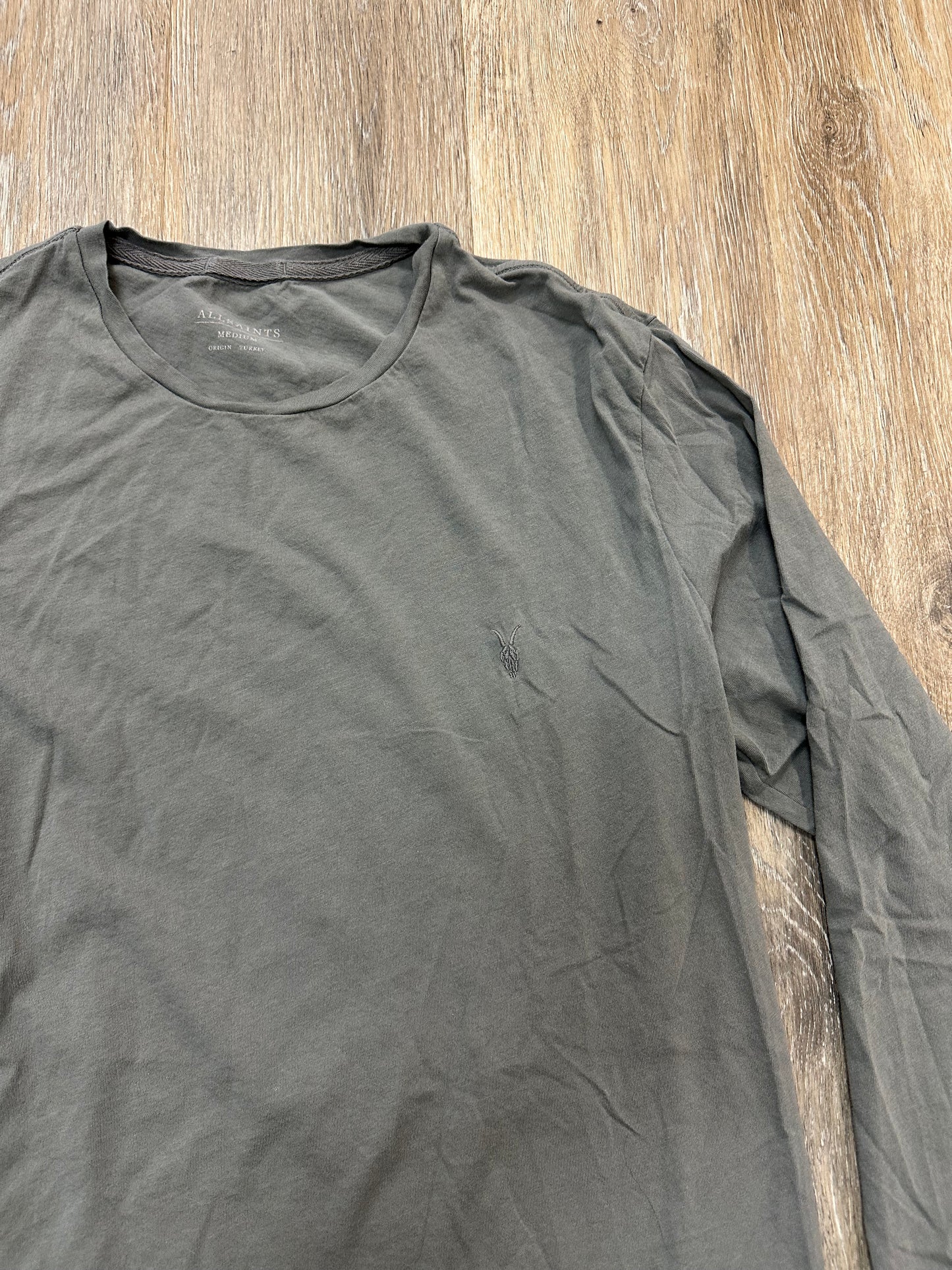 Top Long Sleeve By Allsaints In Grey, Size: M