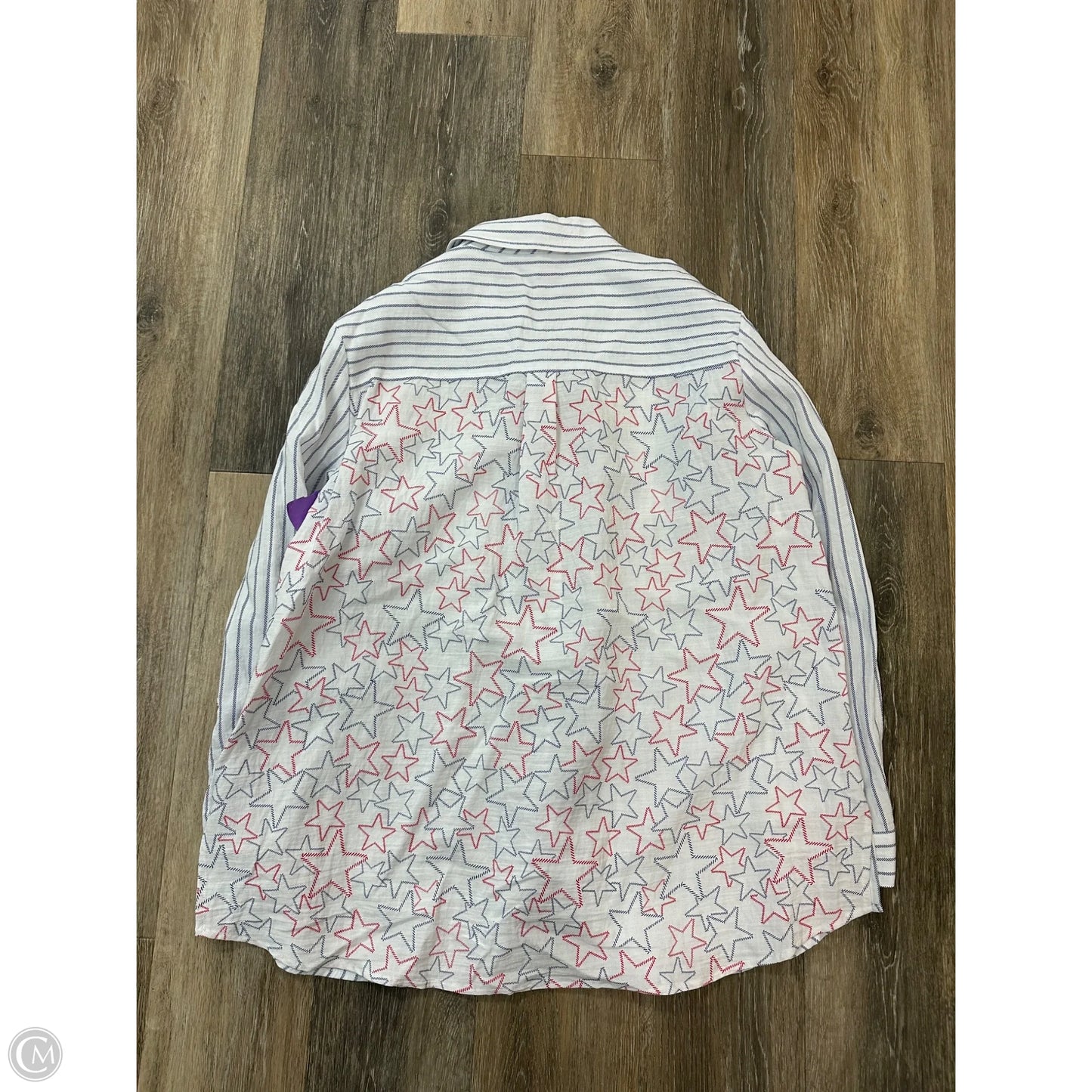 Blouse Long Sleeve By Multiples In Striped Pattern, Size: L