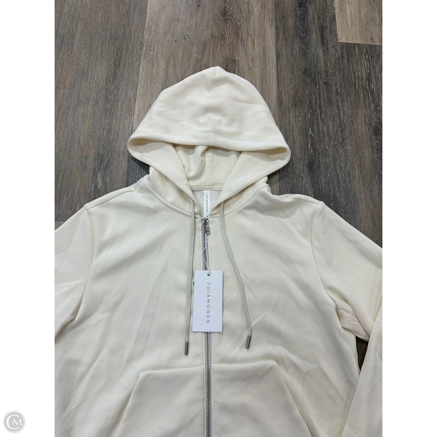 Athletic Sweatshirt Hoodie By 7 Diamonds In Cream, Size: M