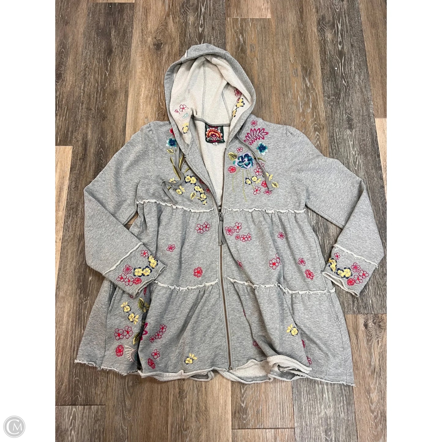 Sweatshirt Designer By Johnny Was In Grey, Size: M