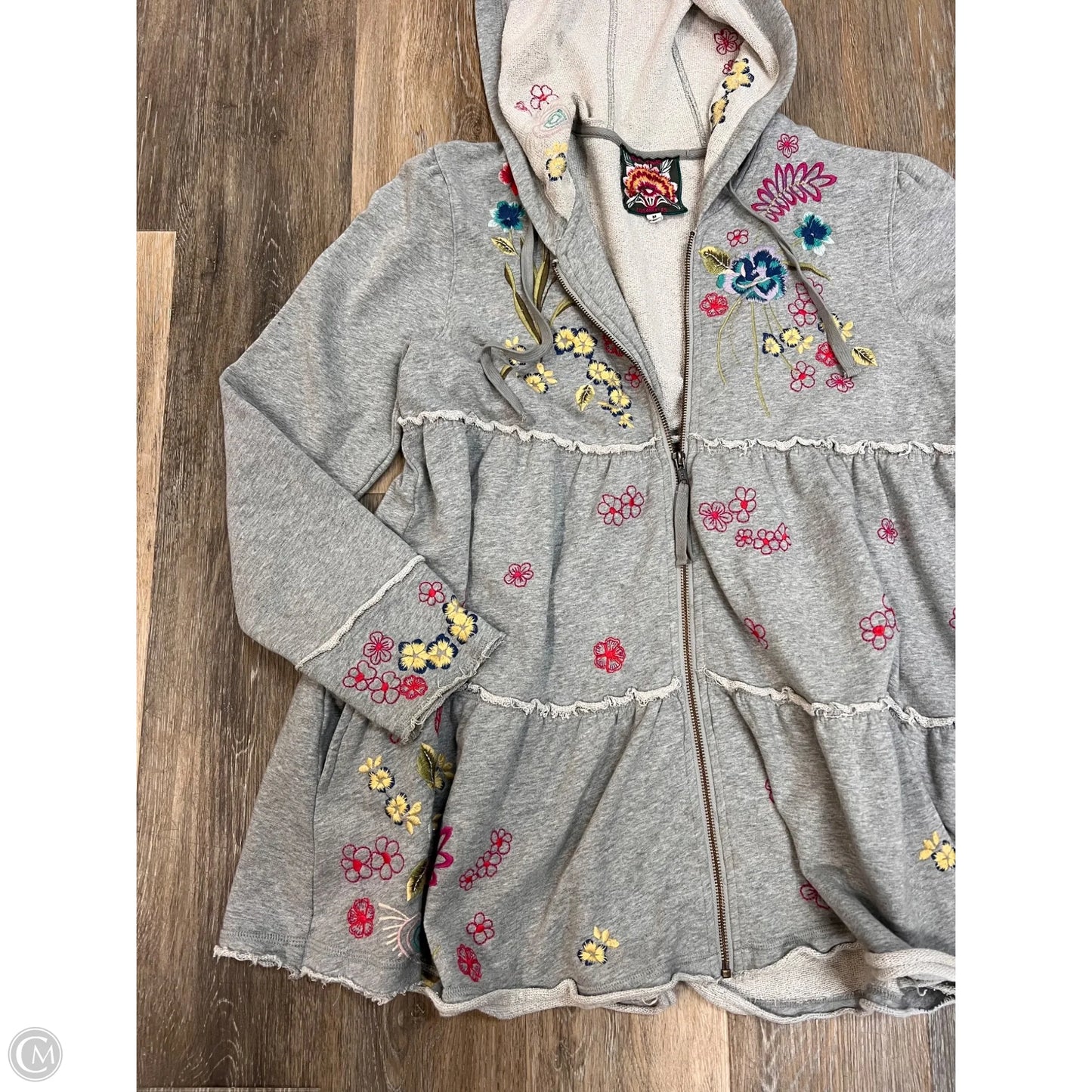 Sweatshirt Designer By Johnny Was In Grey, Size: M