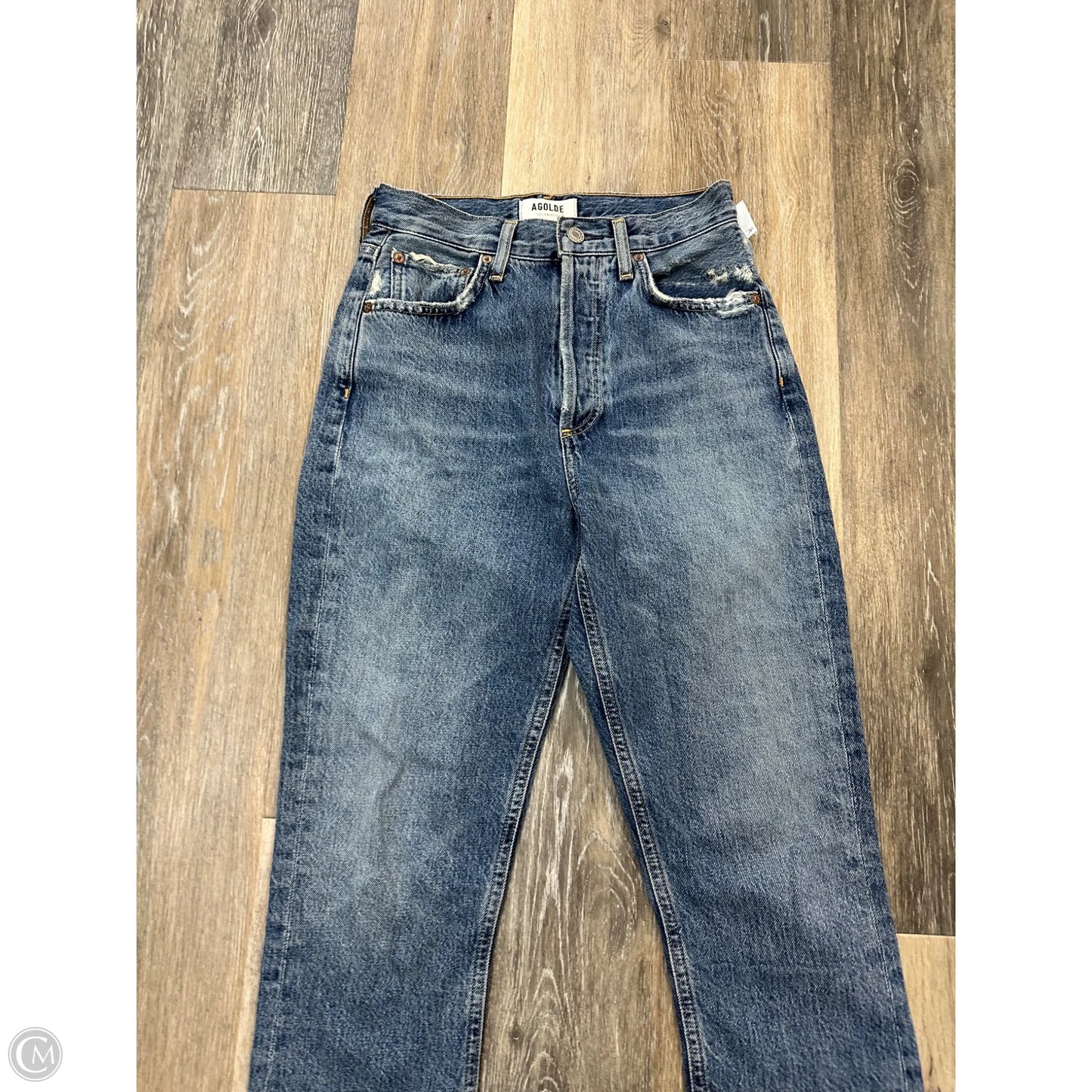 Jeans Straight By Agolde In Blue Denim, Size: 0