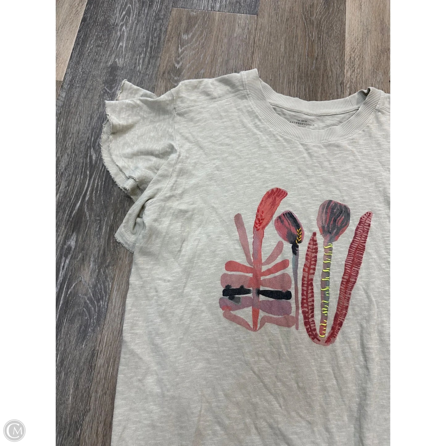 Top Short Sleeve By Anthropologie In Tan, Size: S