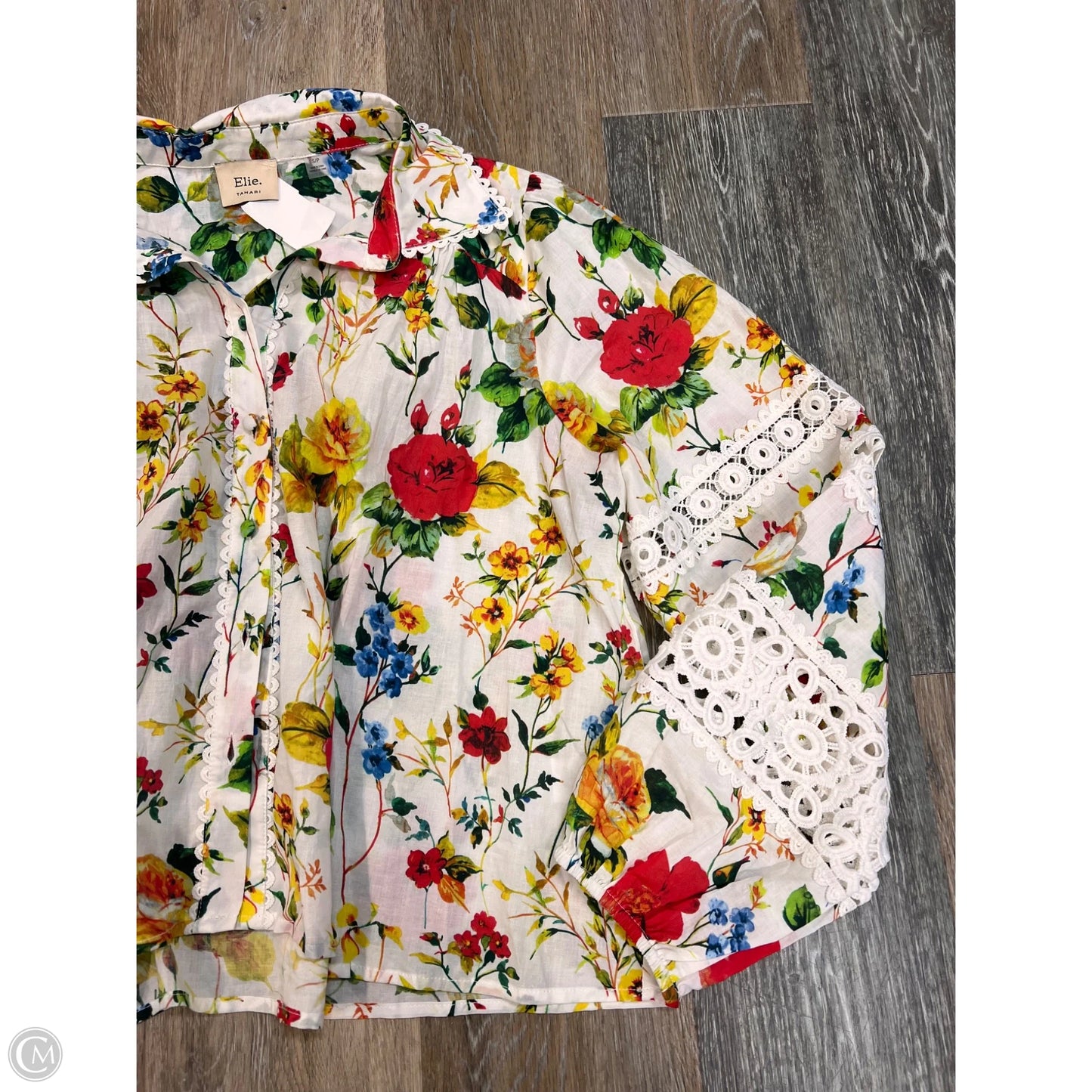 Blouse Long Sleeve By Elie Tahari In Floral Print, Size: S