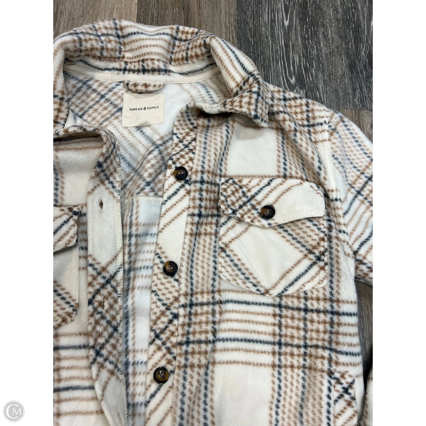 Jacket Shirt By Thread And Supply In Tan, Size: L