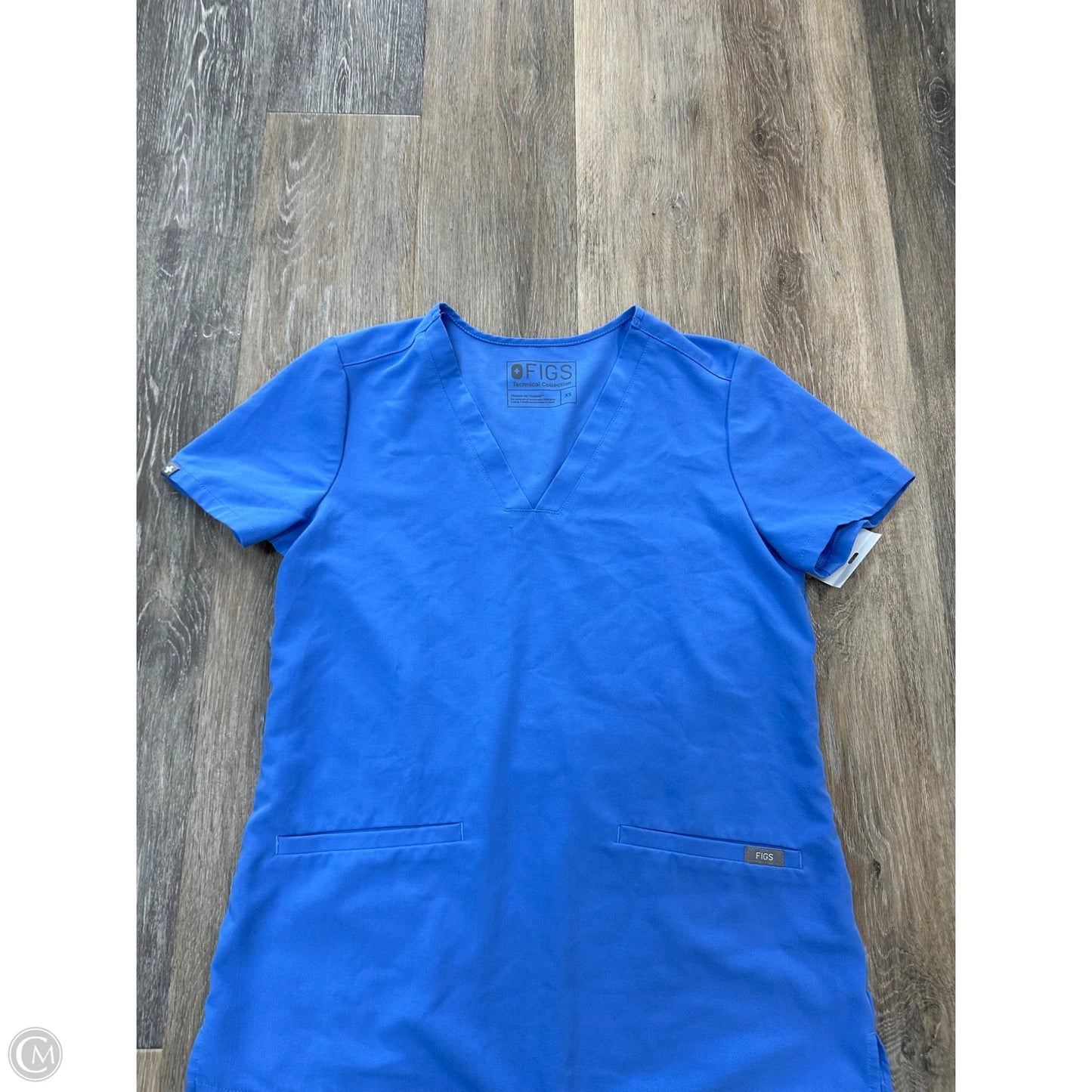 Scrub Top Short Sleeve By Figs In Blue, Size: Xs