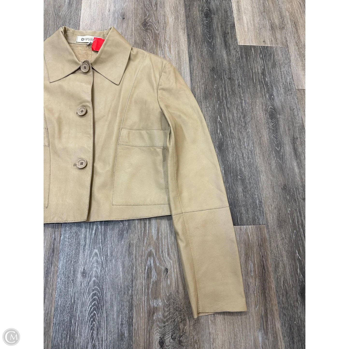Jacket Leather By Spartina In Beige, Size: S