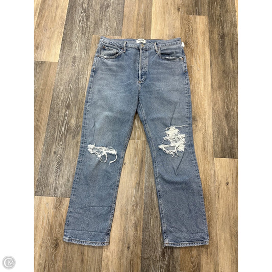 Jeans Straight By Agolde In Blue Denim, Size: 12