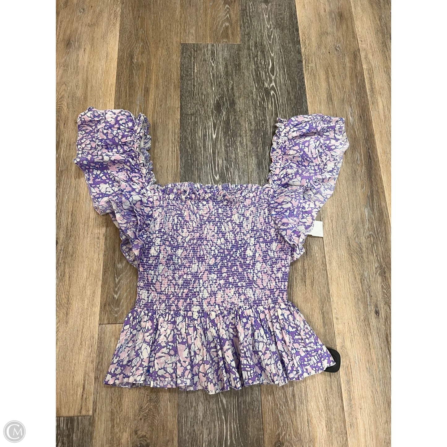 Blouse Short Sleeve By Love the Label In Purple, Size: M