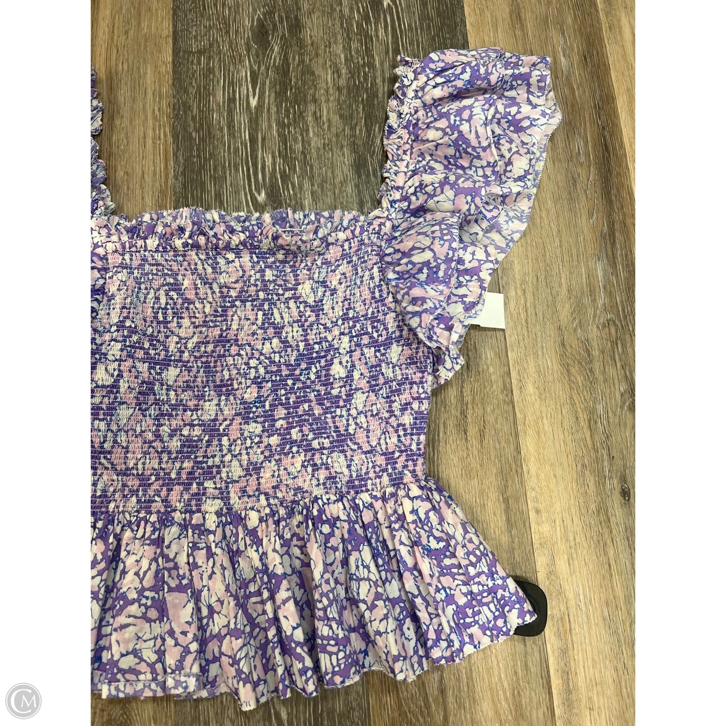 Blouse Short Sleeve By Love the Label In Purple, Size: M