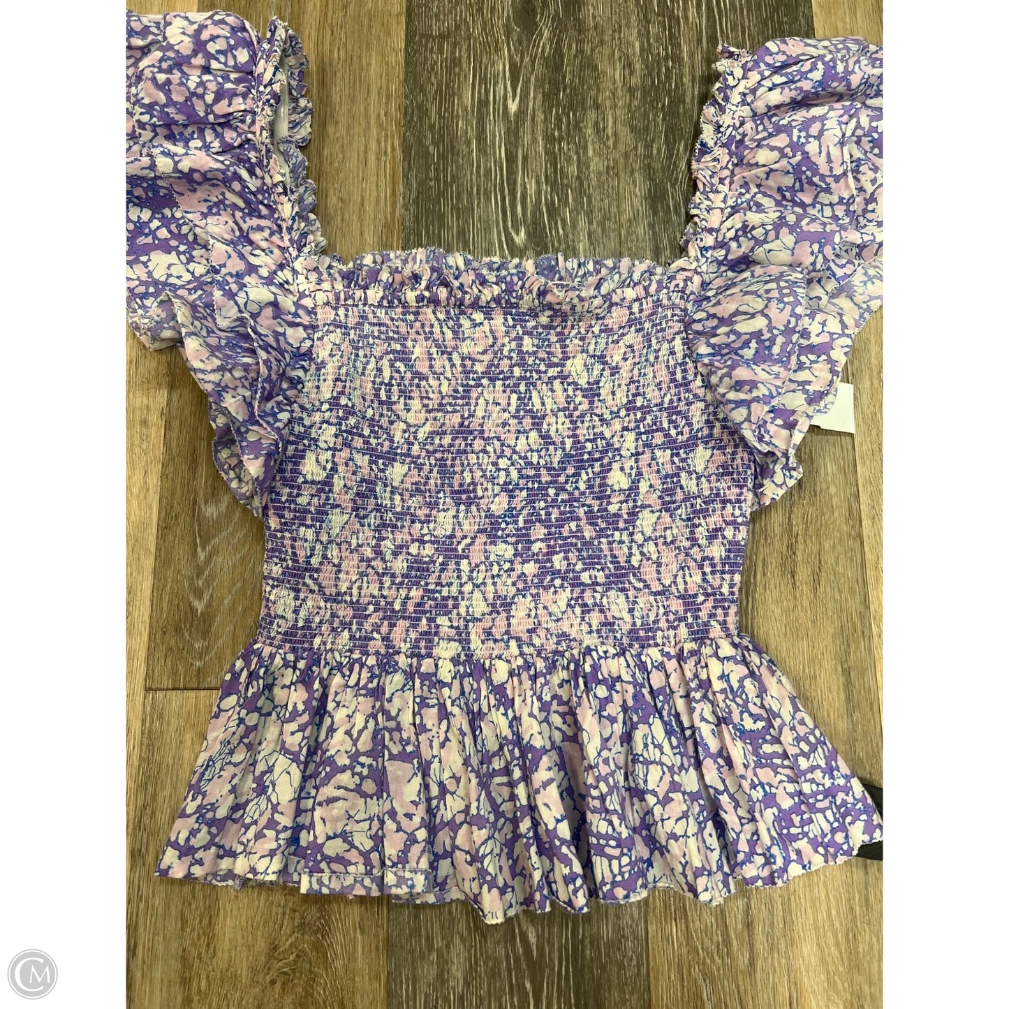 Blouse Short Sleeve By Love the Label In Purple, Size: M