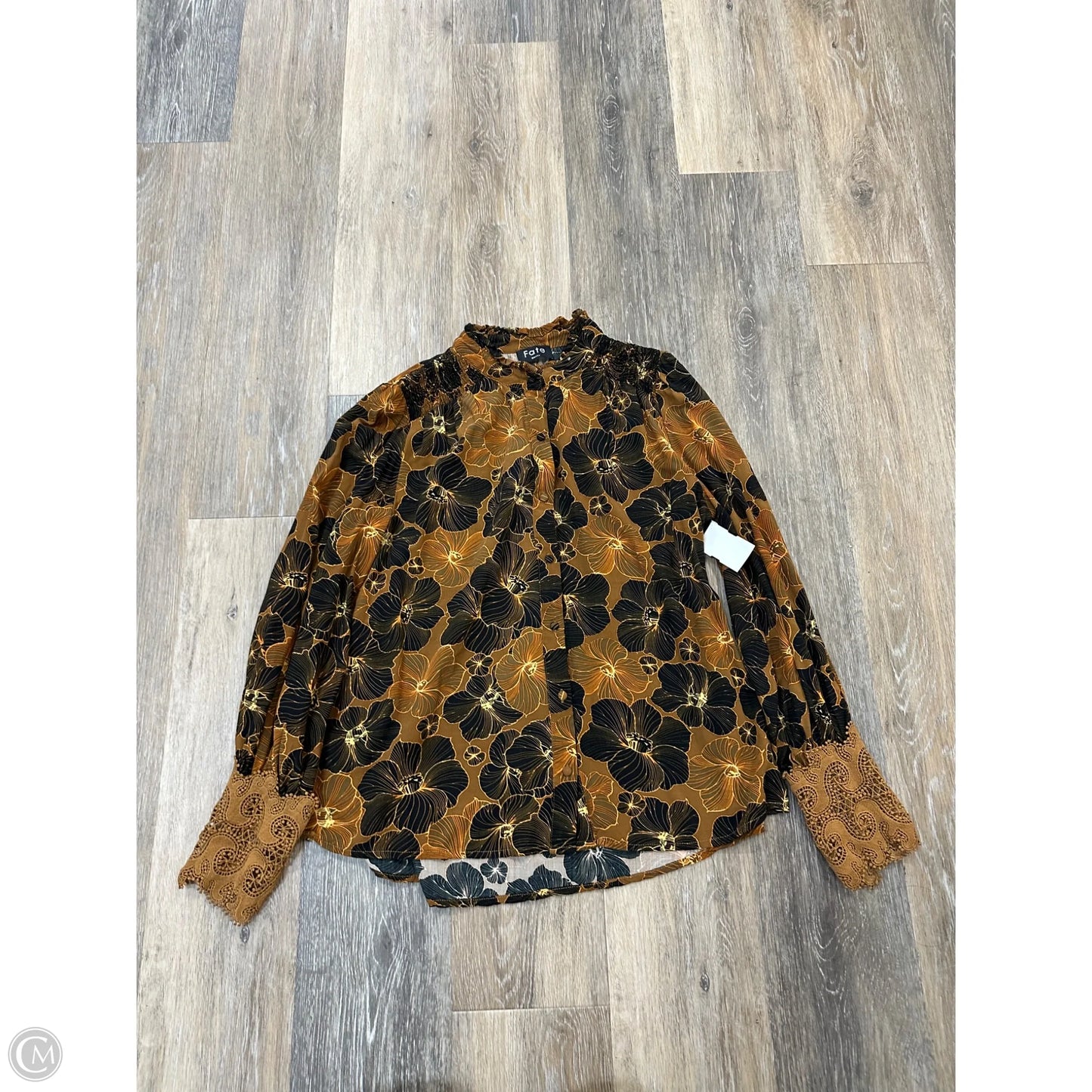 Blouse Long Sleeve By Fate In Floral Print, Size: S
