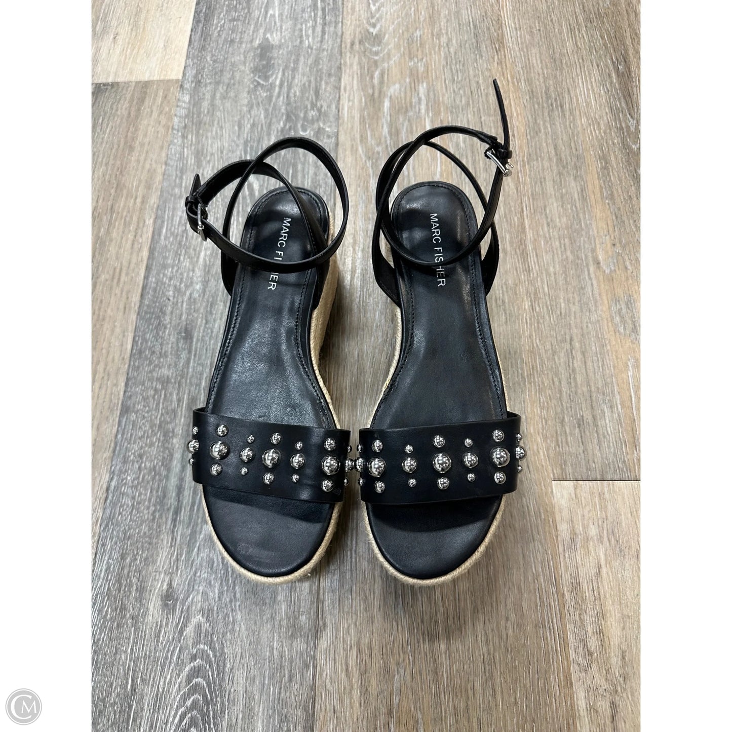Sandals Heels Wedge By Marc Fisher In Black, Size: 7.5