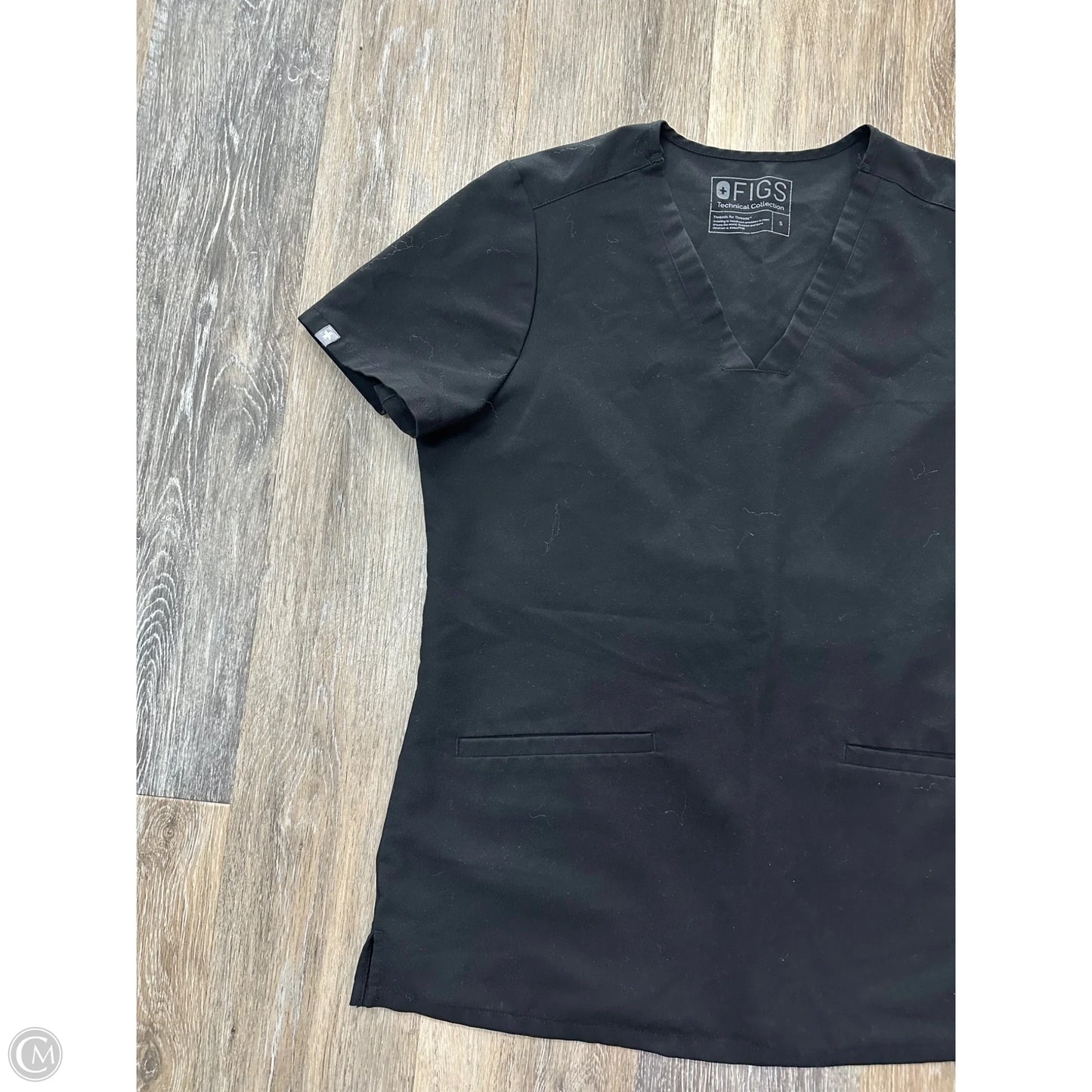 Athletic Top Short Sleeve By Figs In Black, Size: S