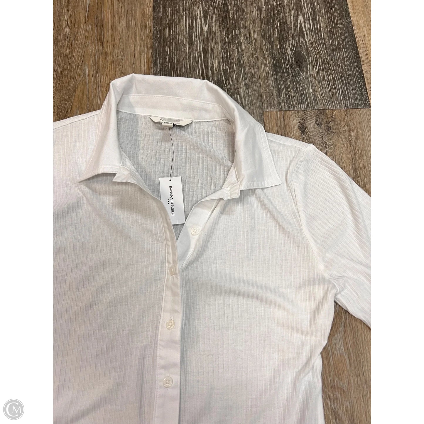 Blouse Long Sleeve By Banana Republic In White, Size: S