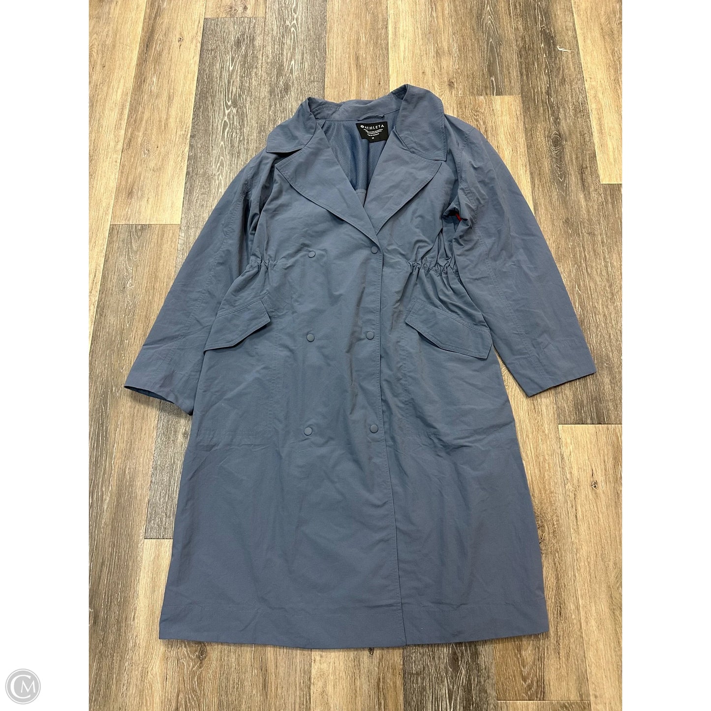 Coat Trench Coat By Athleta In Blue, Size: M