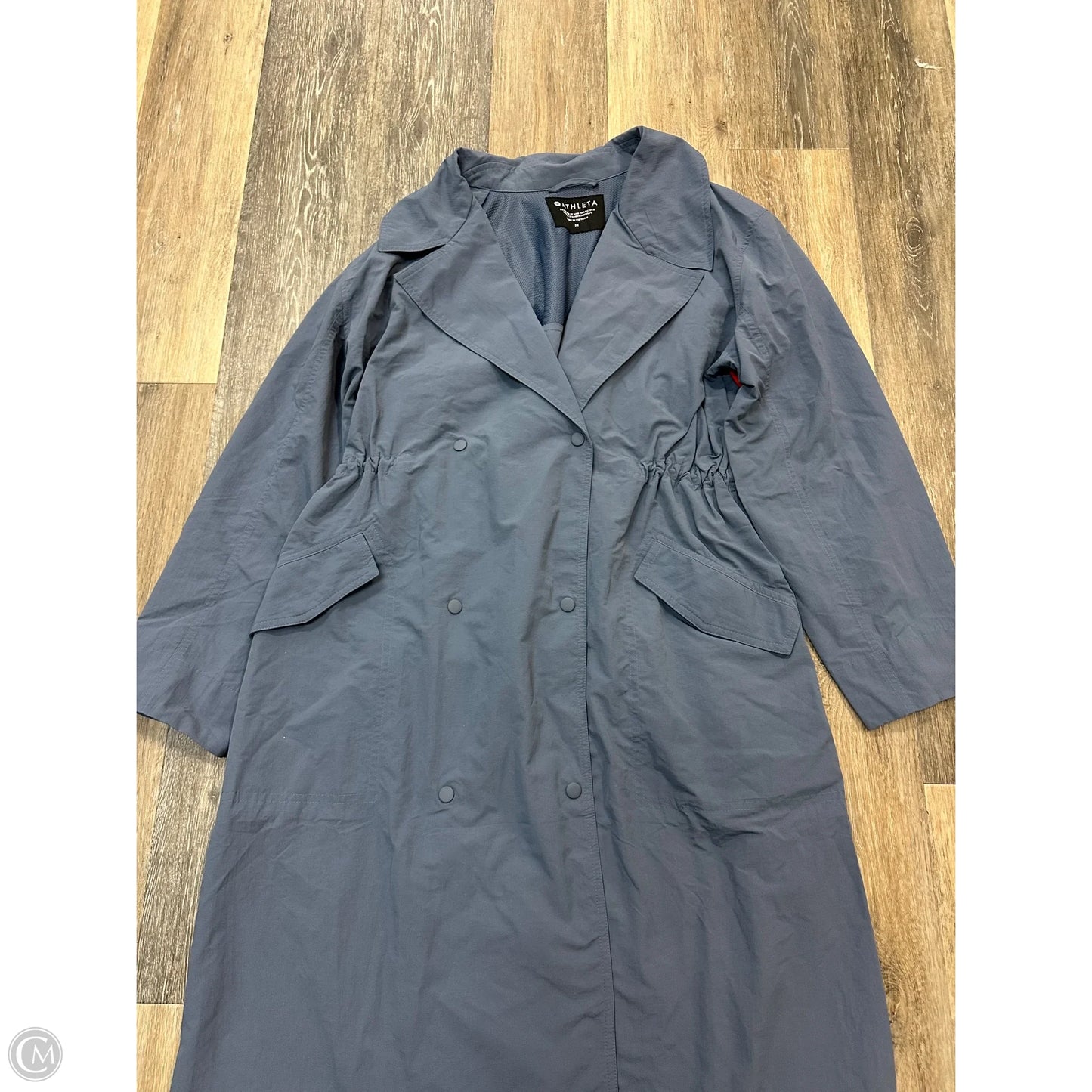 Coat Trench Coat By Athleta In Blue, Size: M