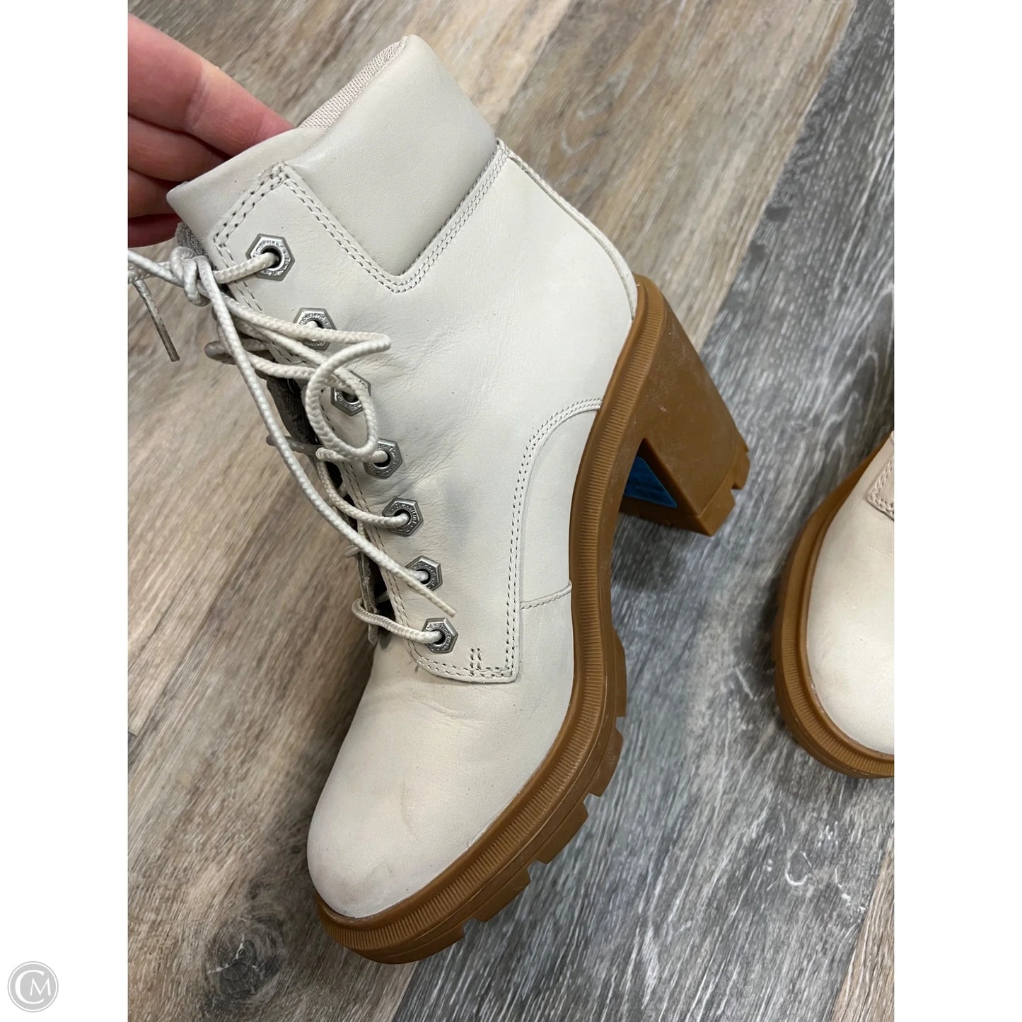 Boots Ankle Heels By Timberland In Cream, Size: 7