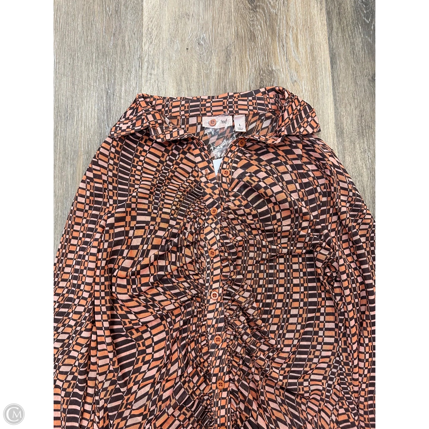 Blouse Long Sleeve By Willow & Root In Multi-colored, Size: L