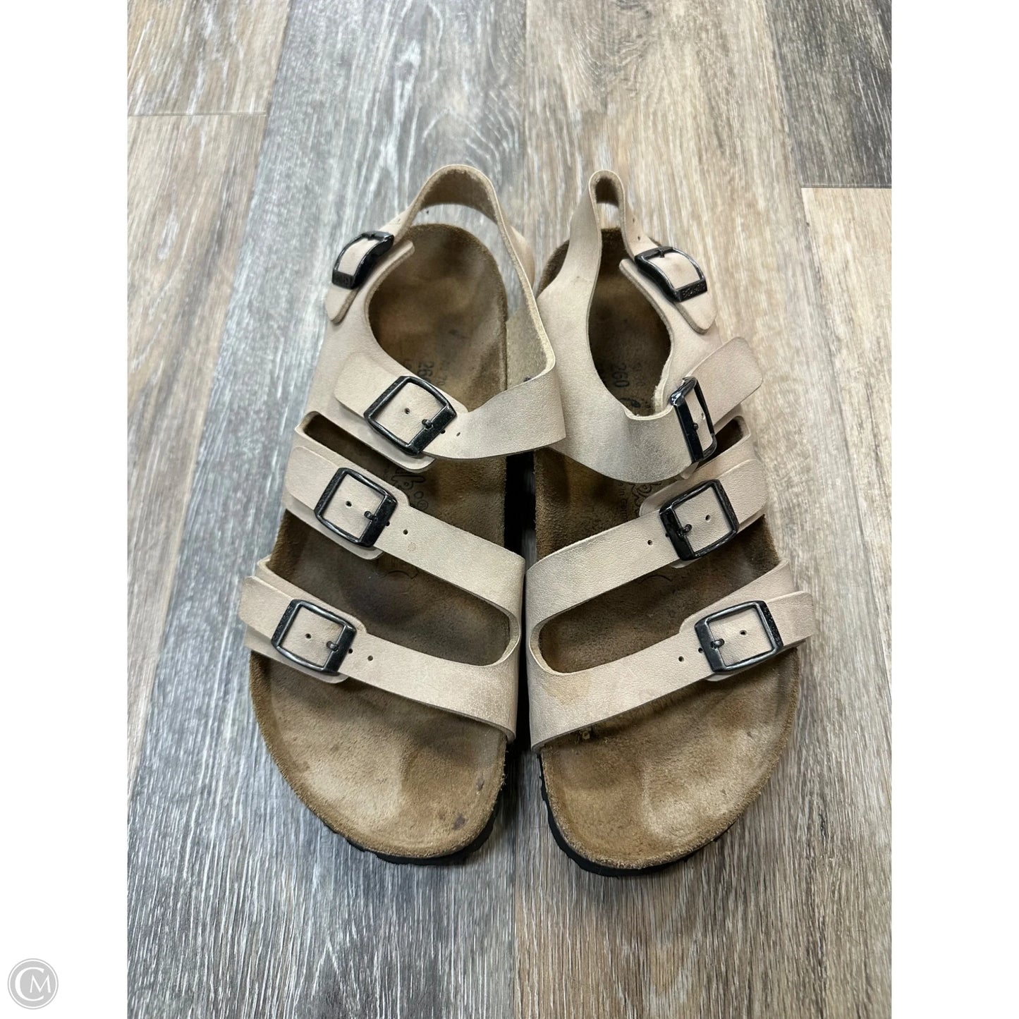 Sandals Flats By Birkenstock In Beige, Size: 9