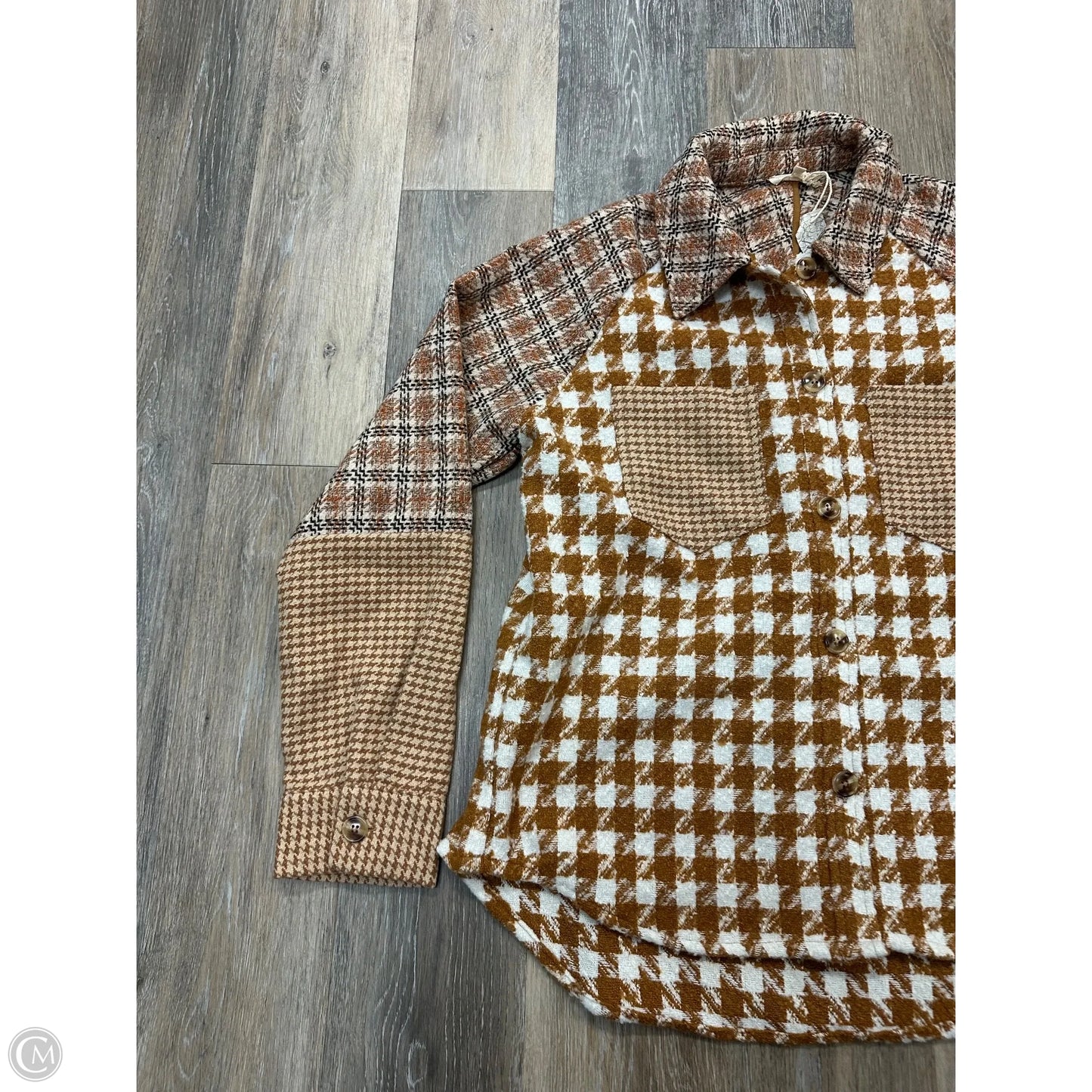 Jacket Shirt By Mystree In Plaid Pattern, Size: L