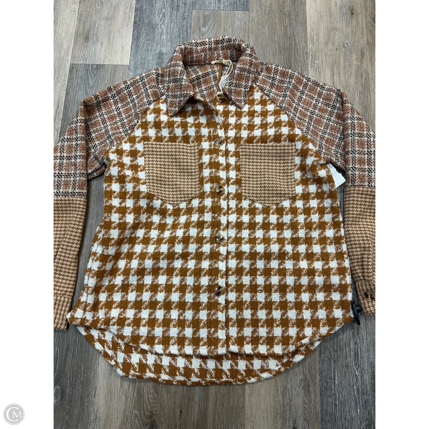 Jacket Shirt By Mystree In Plaid Pattern, Size: L