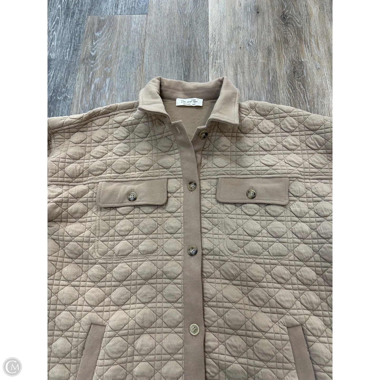 Jacket Shirt By Doe & Rae In Beige, Size: S