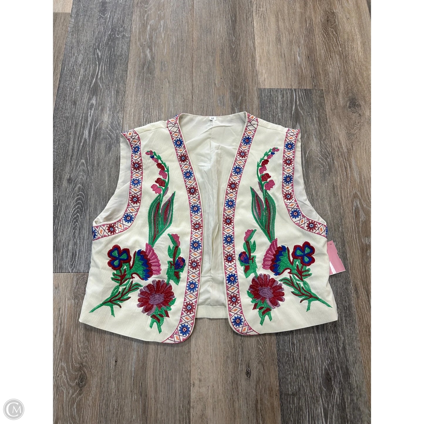 Vest Other By Embroidered Vest In Cream, Size: M