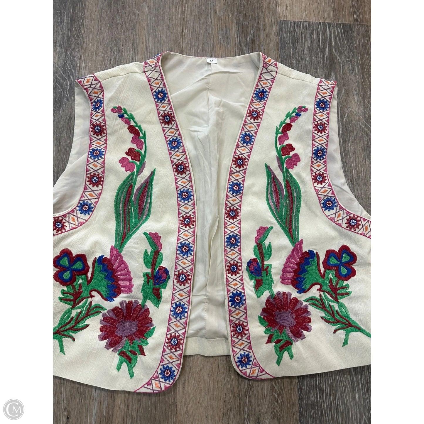 Vest Other By Embroidered Vest In Cream, Size: M