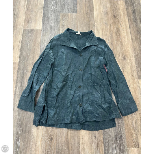 Jacket Shirt By Eileen Fisher In Green, Size: S