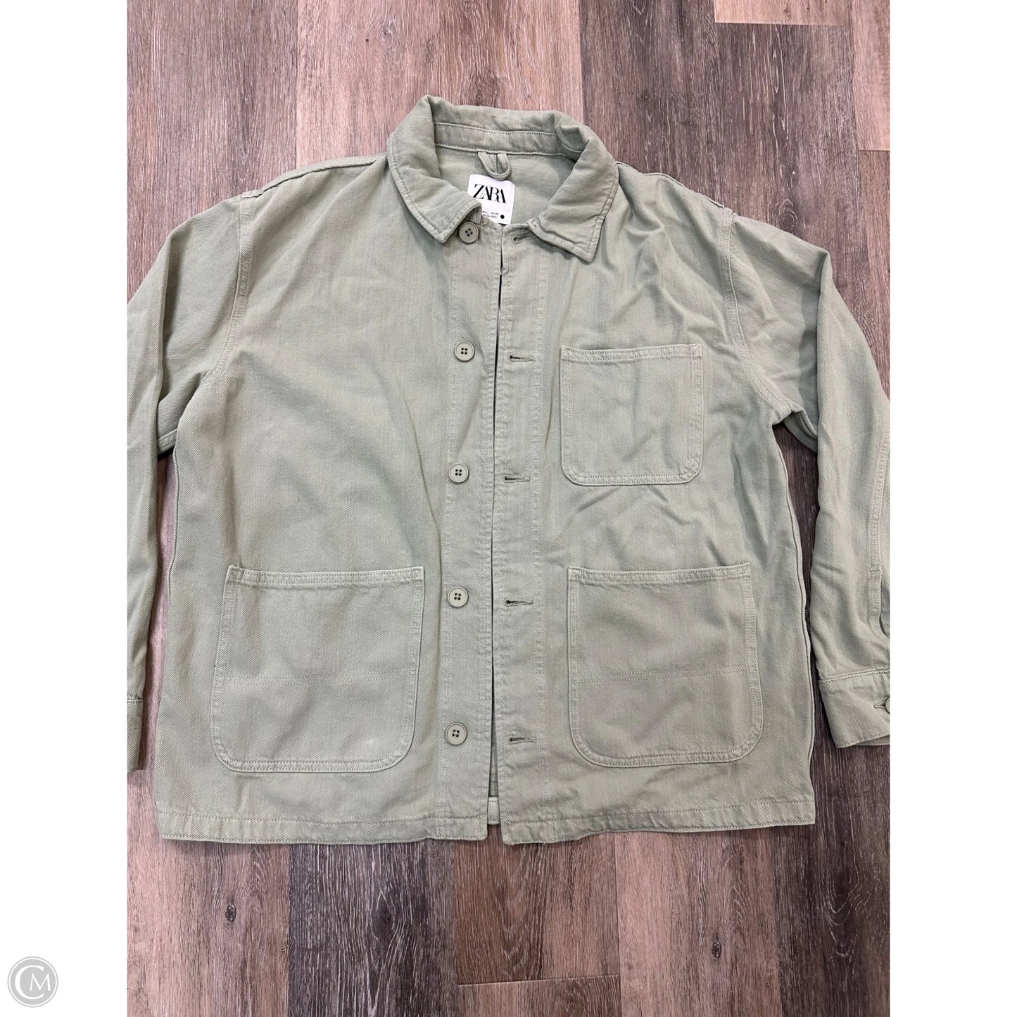 Jacket Shirt By Zara In Green, Size: L