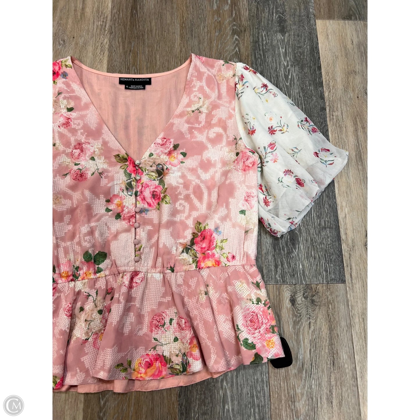 Top Short Sleeve By HEMANT & NANDITA In Floral Print, Size: Xl