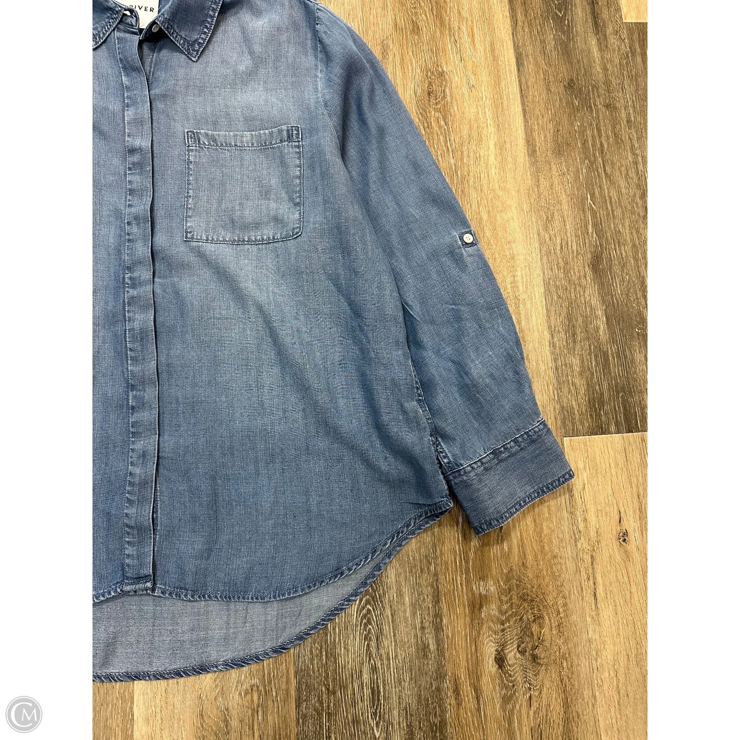 -Top Long Sleeve By Lola River In Blue Denim, Size: Xl