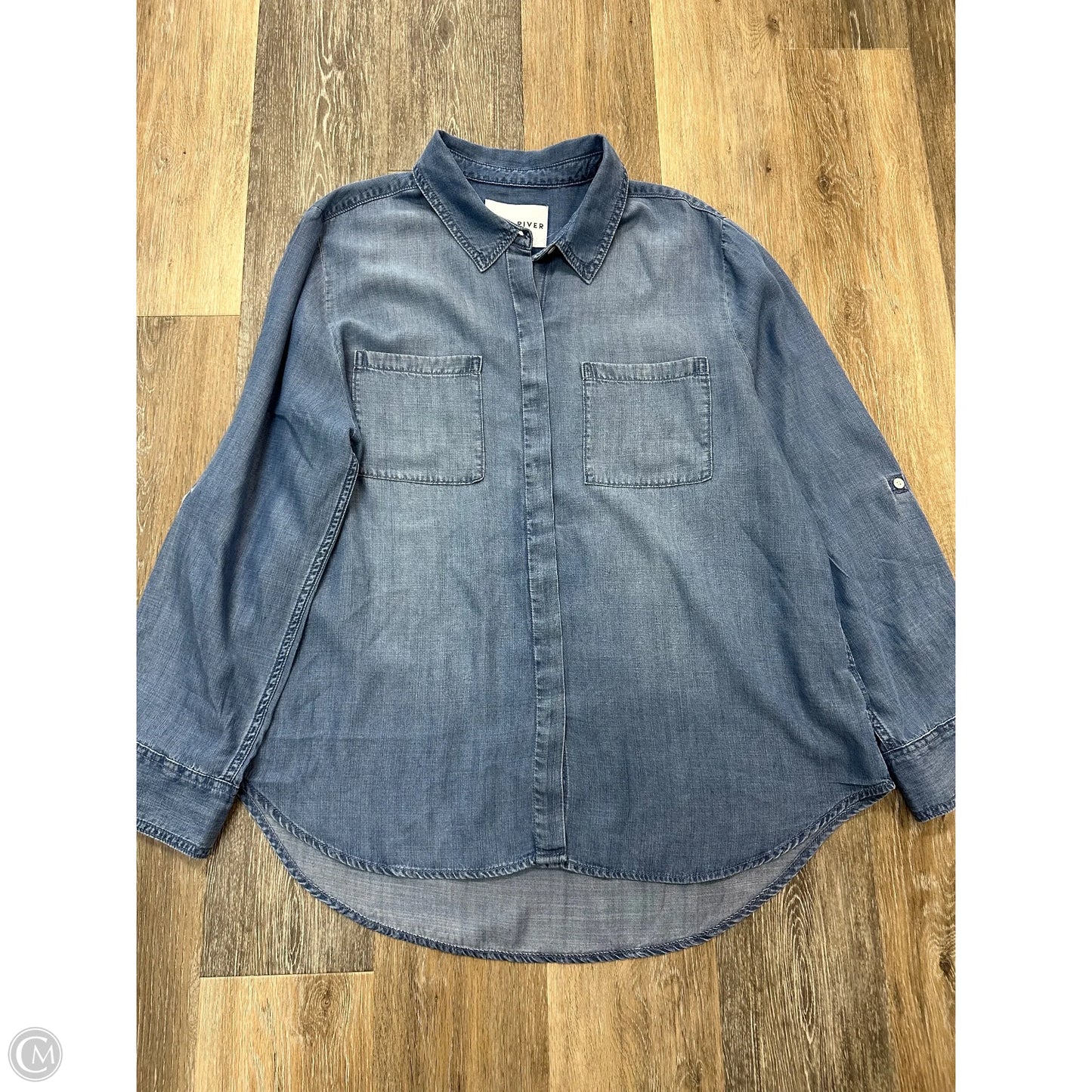 -Top Long Sleeve By Lola River In Blue Denim, Size: Xl