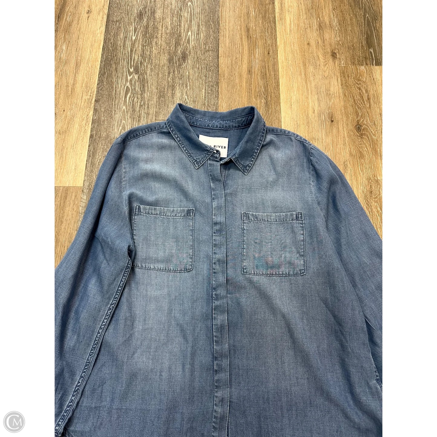 -Top Long Sleeve By Lola River In Blue Denim, Size: Xl