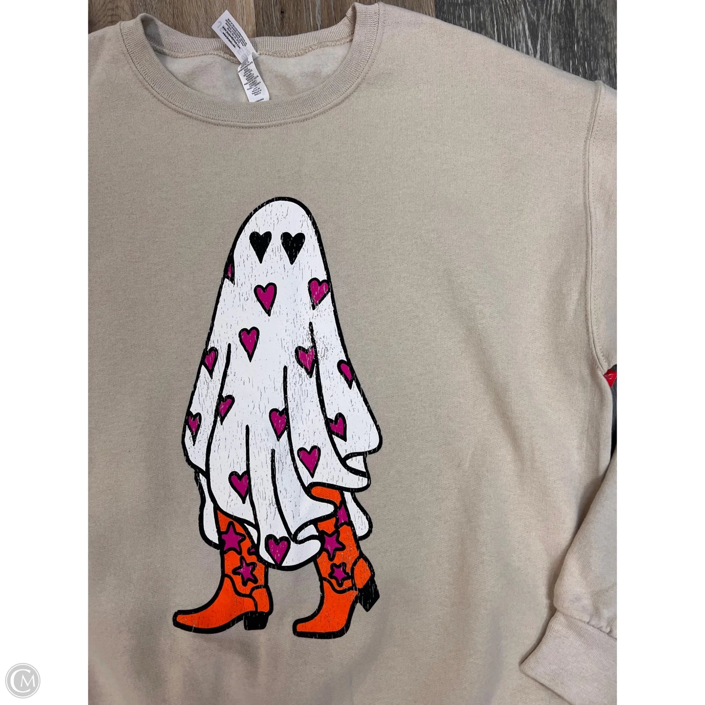 Sweatshirt Crewneck By Jerzees In Tan, Size: M