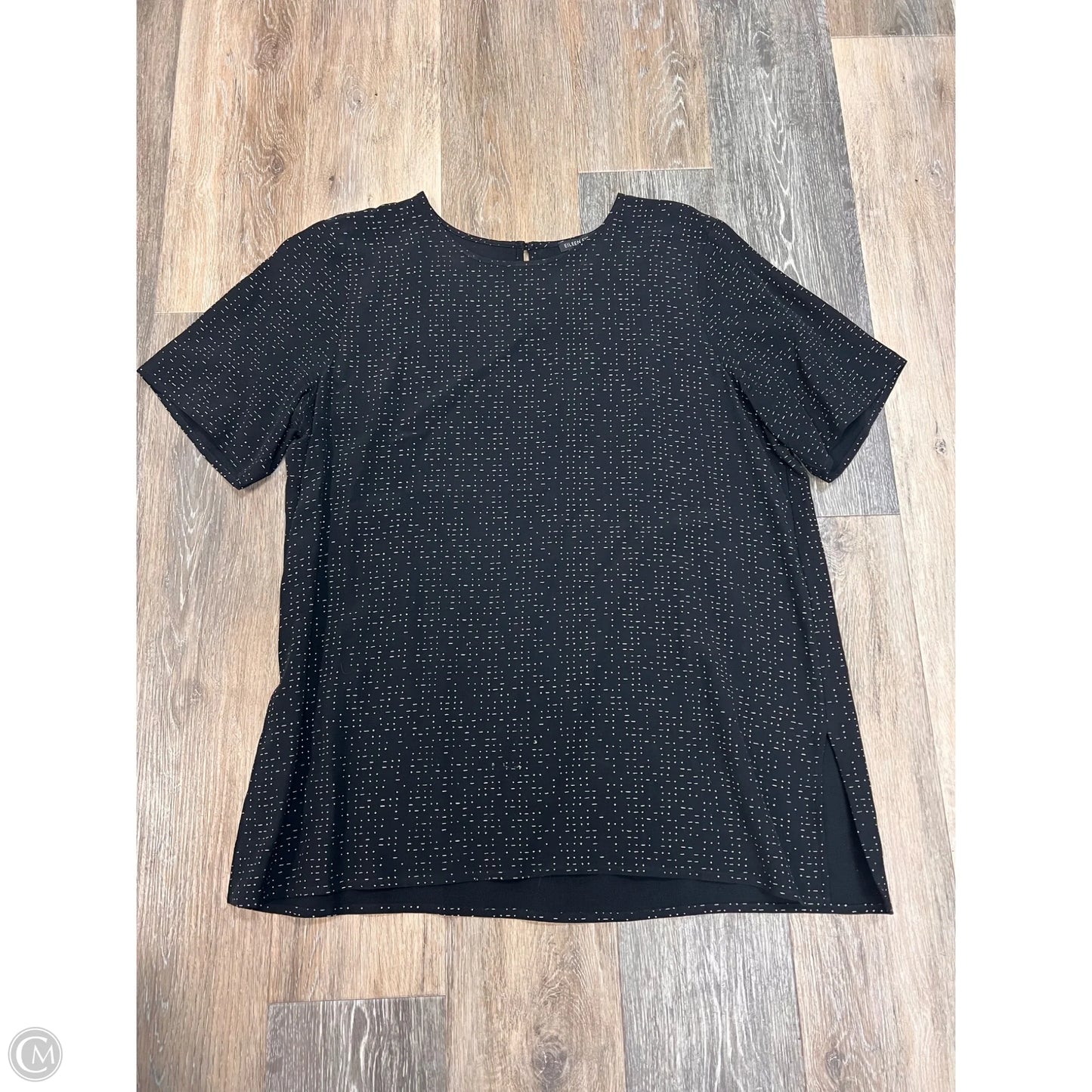 Blouse Short Sleeve By Eileen Fisher In Black, Size: 14