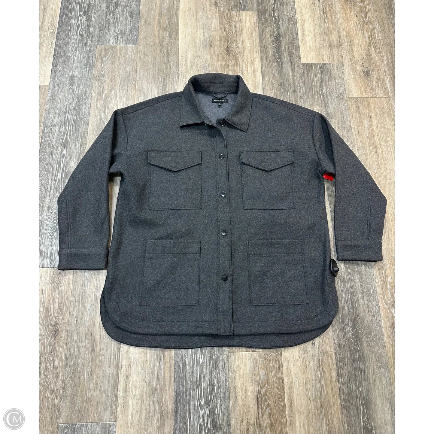 Jacket Shirt By Banana Republic In Grey, Size: Xl