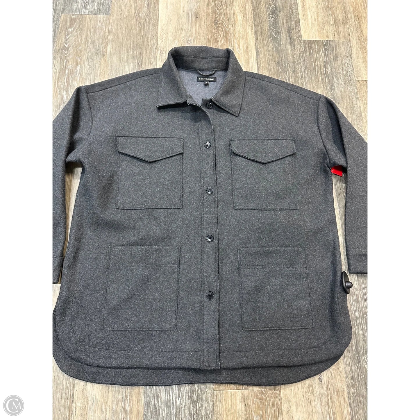 Jacket Shirt By Banana Republic In Grey, Size: Xl