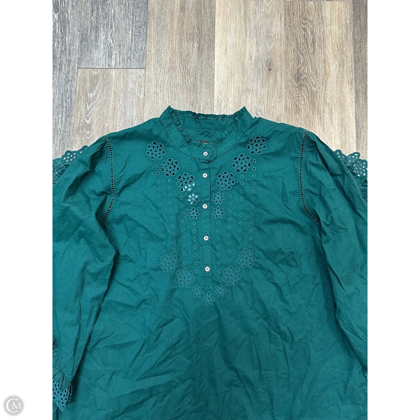-Blouse Long Sleeve By J. Crew In Green, Size: Xxl
