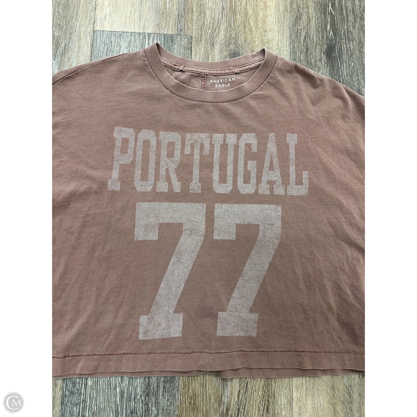 Top Short Sleeve By American Eagle In Brown, Size: S