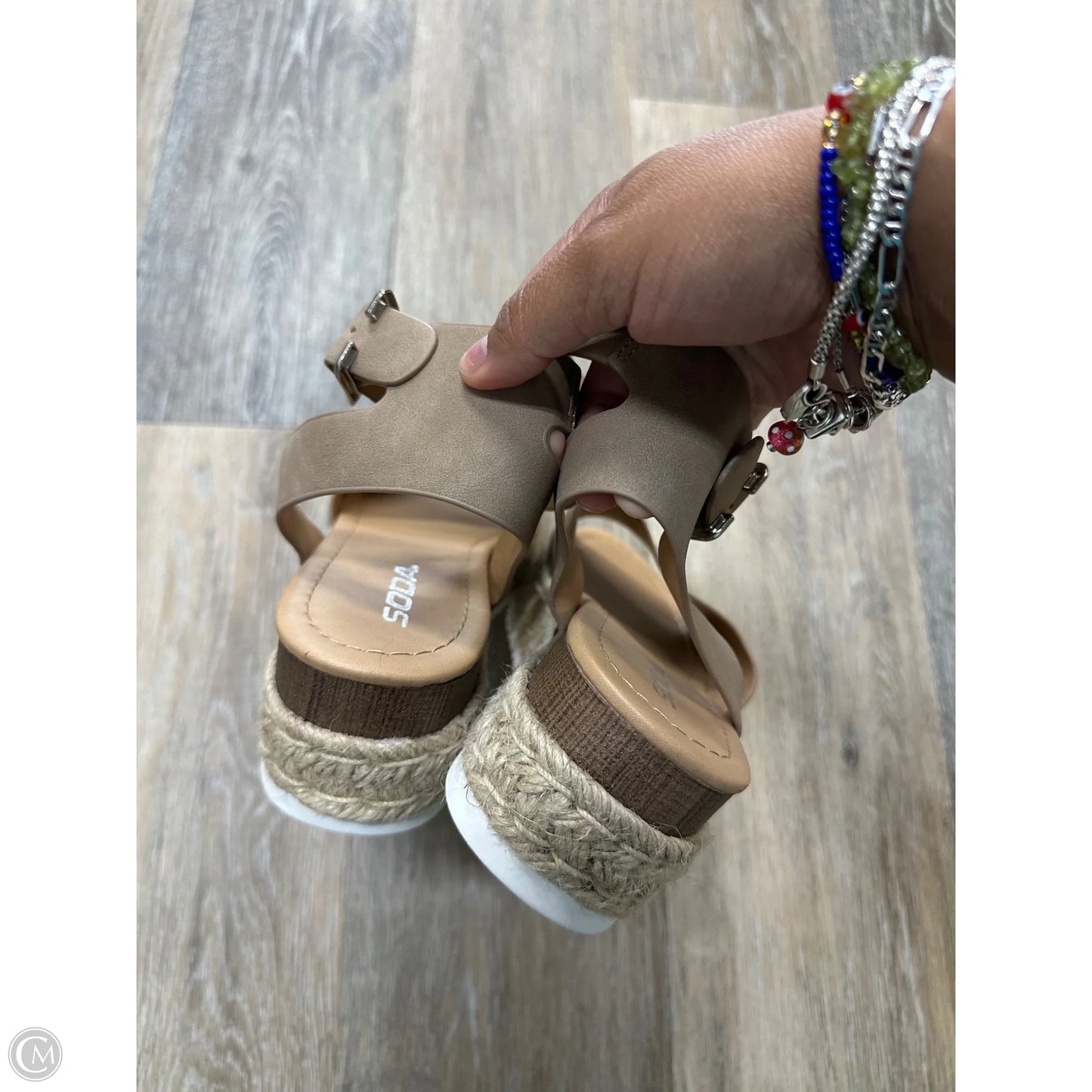 Sandals Heels Platform By Soda In Taupe, Size: 7