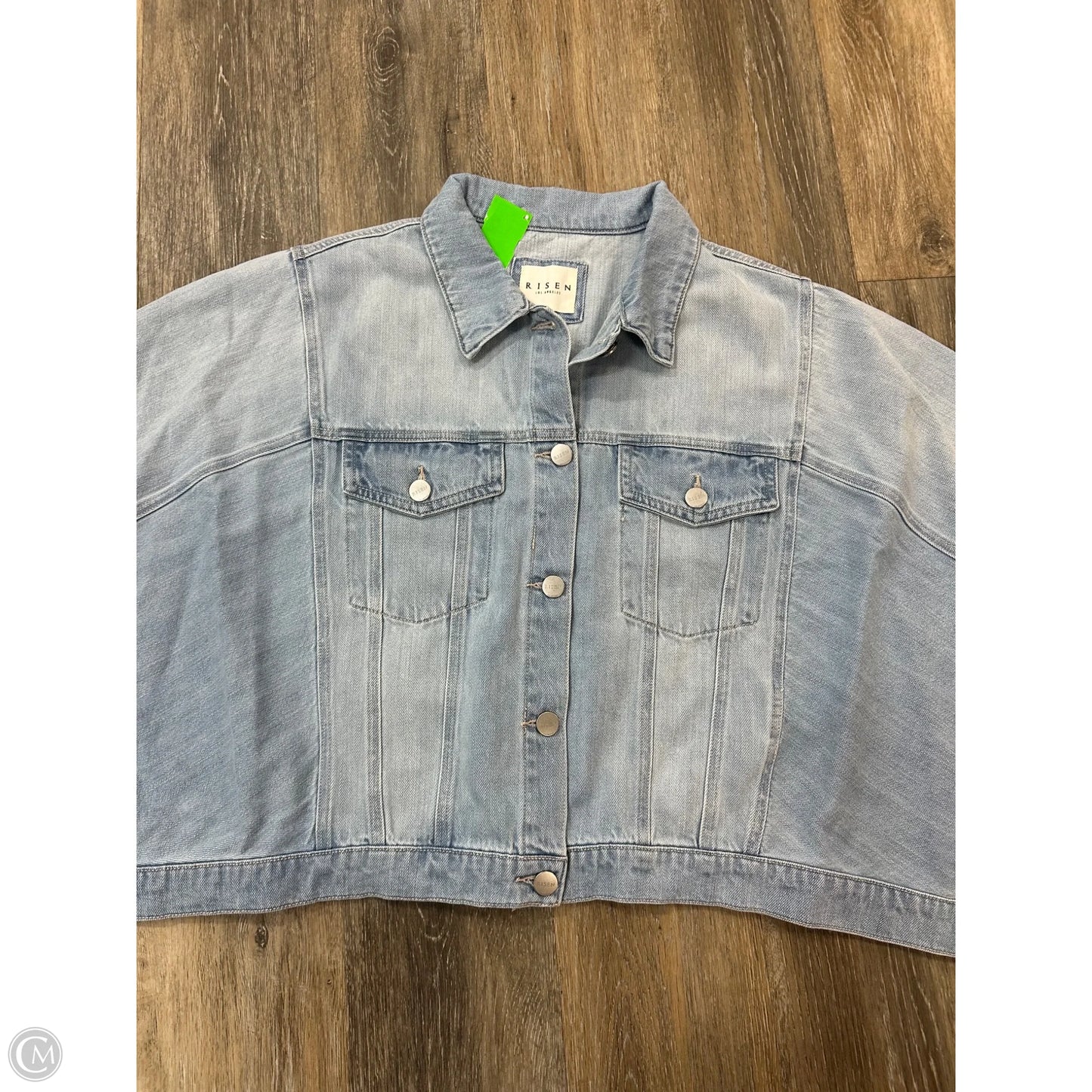 Top Short Sleeve By Risen In Blue Denim, Size: L