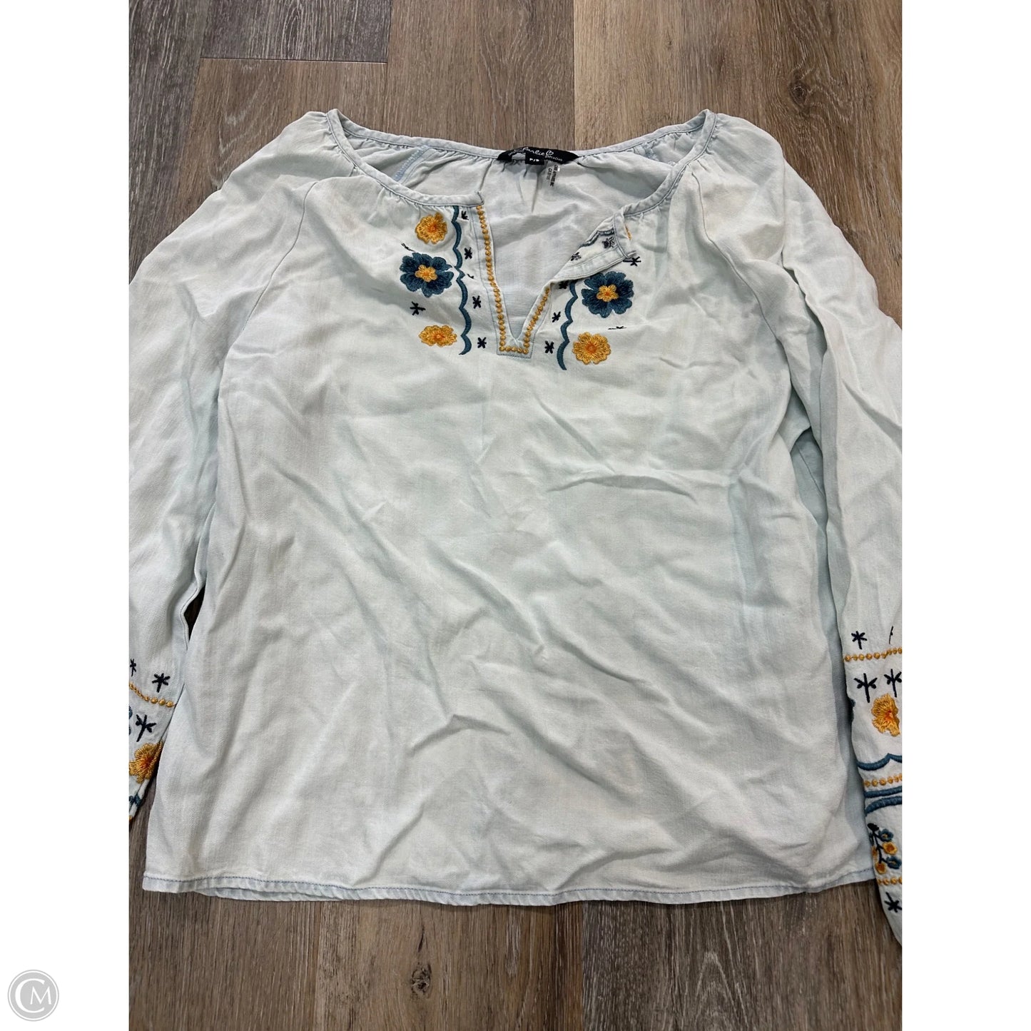 Blouse Long Sleeve By Charlie B In Blue, Size: S