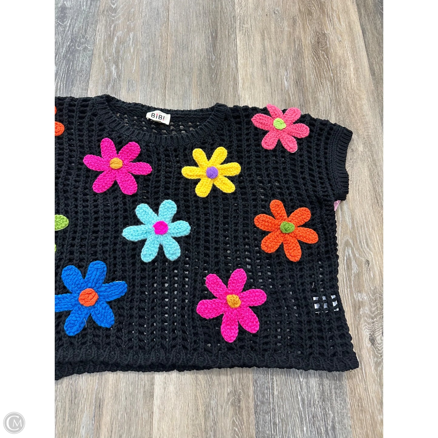 Sweater Short Sleeve By Bibi In Black, Size: M