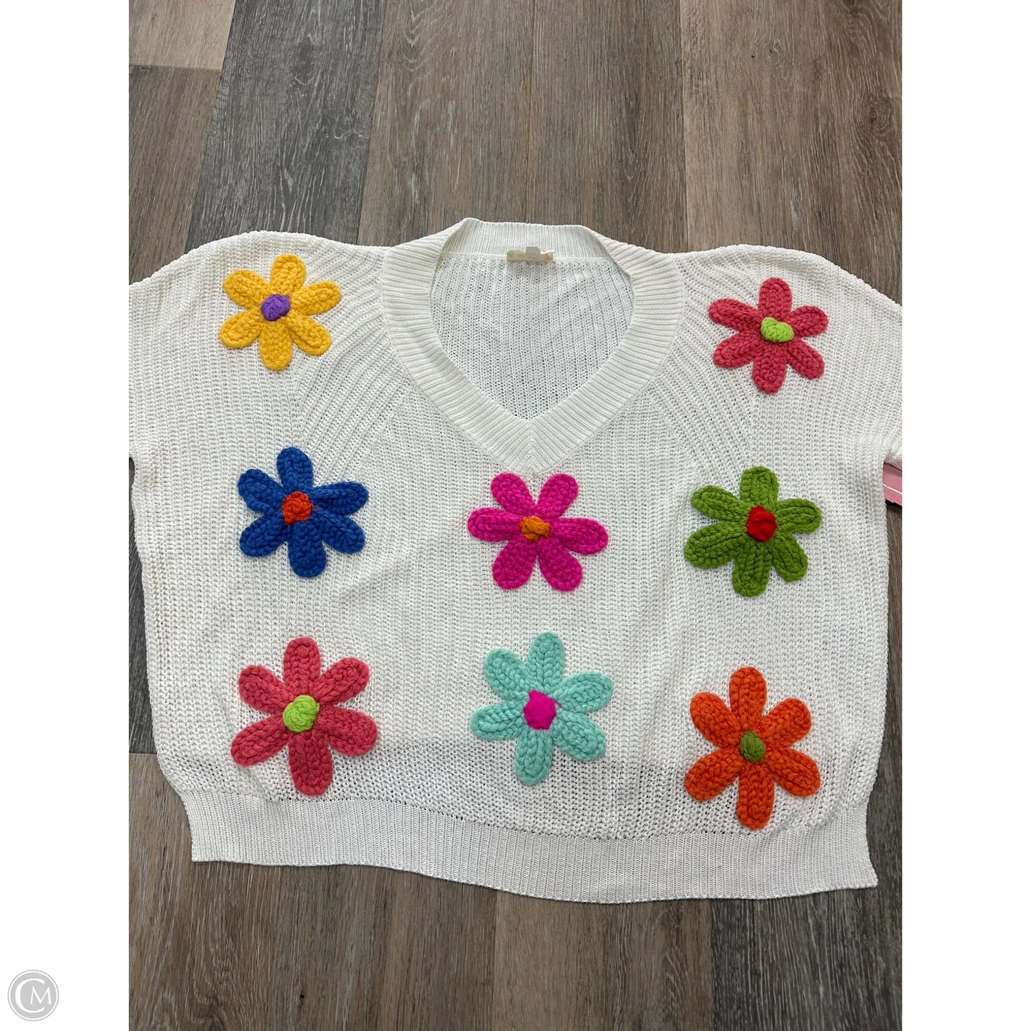 Sweater Short Sleeve By Bibi In Floral Print, Size: M